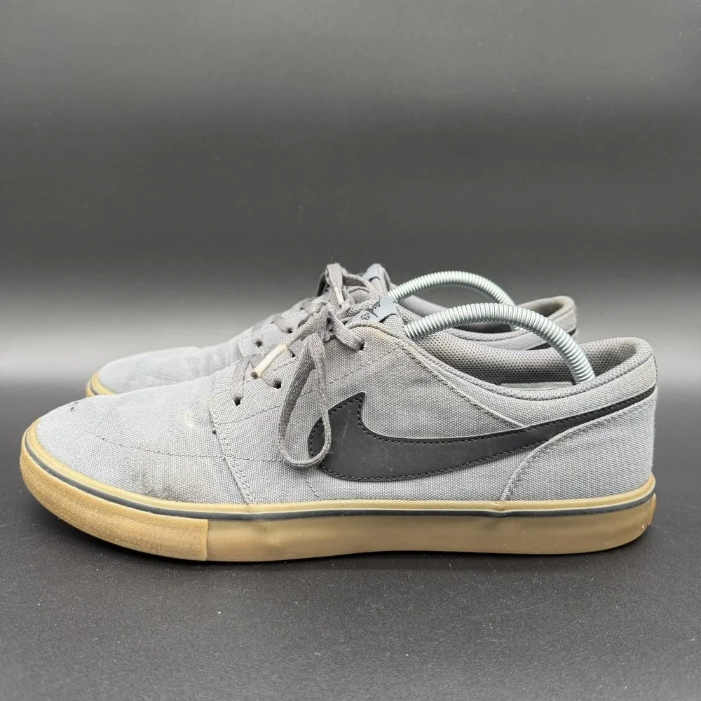 Nike SB Portmore II 2 Solar CNVS Gray/Wht Canvas Skateboard Shoes Men's Size 12